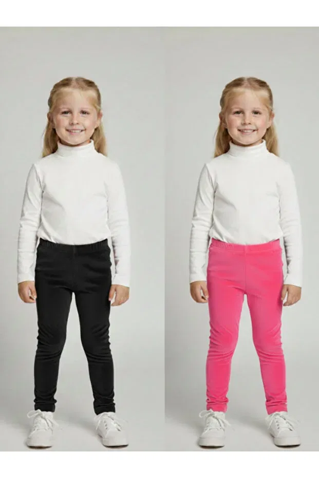 Детские леггинсы для девочек хлопковые 2-Pack Inan Kids, Black-Coral
