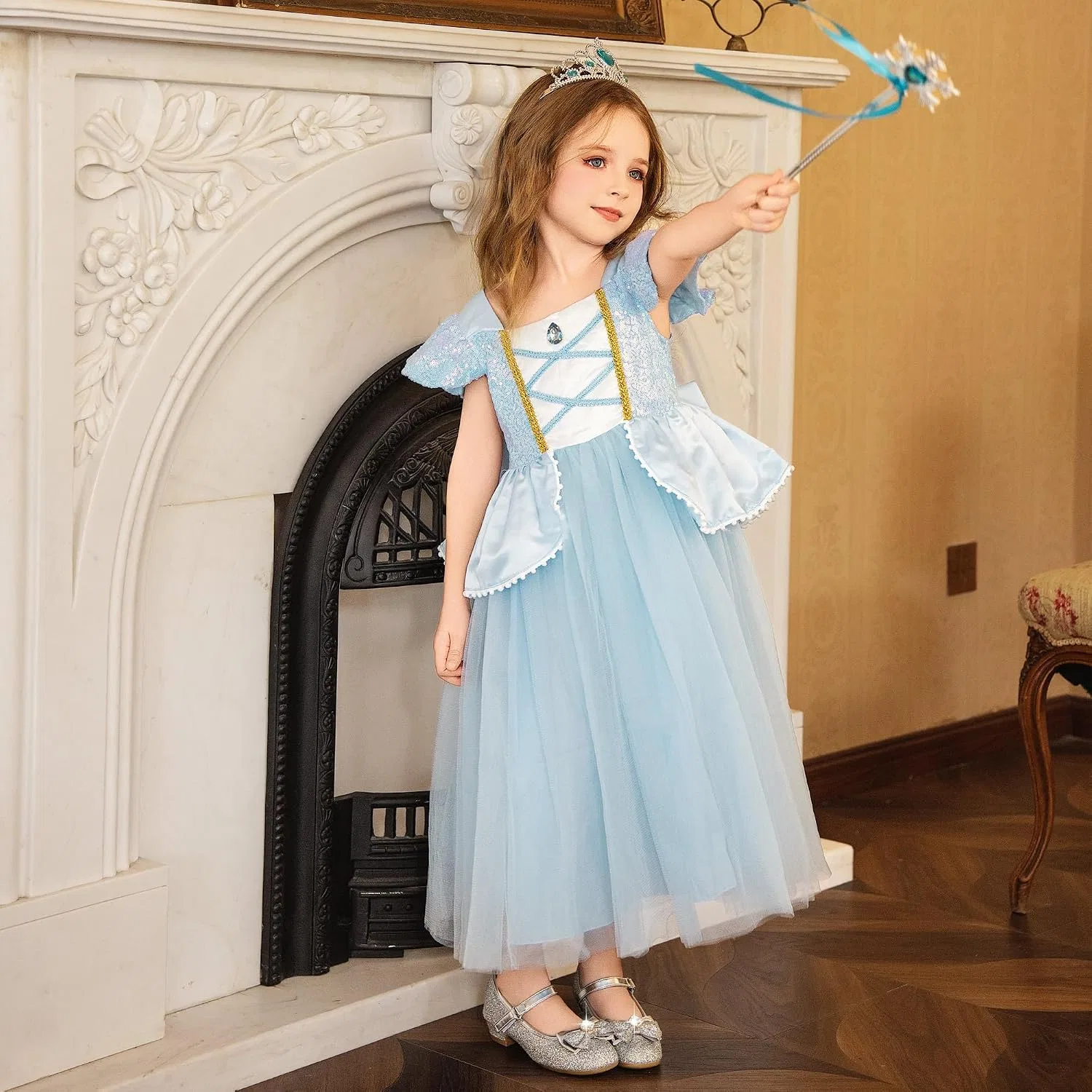 Детские туфли для девочек с блестками Princess Mary Jane Furdeour, Silver — фото 3