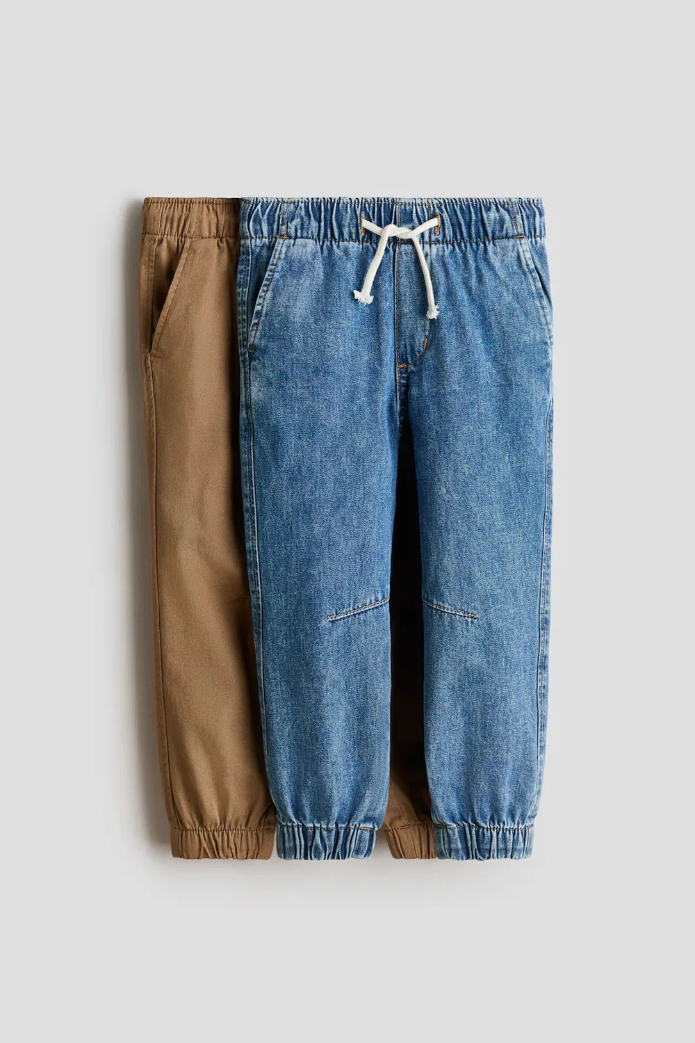 Комплект из 2 хлопковых спортивных штанов H&M, Braun/Denimblau
