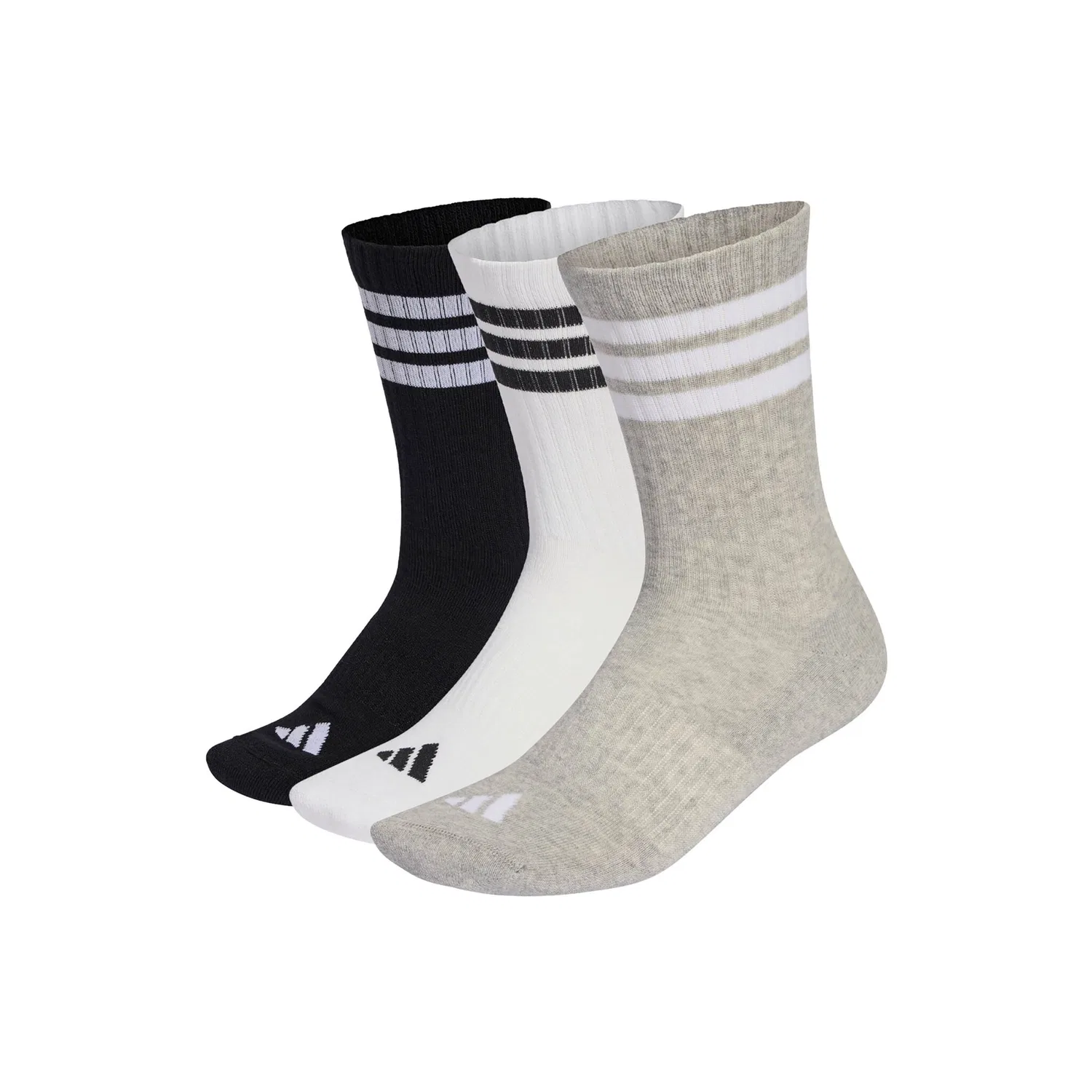 Мужские короткие носки с тремя полосками и амортизацией Adidas Originals, Black/White/Gray