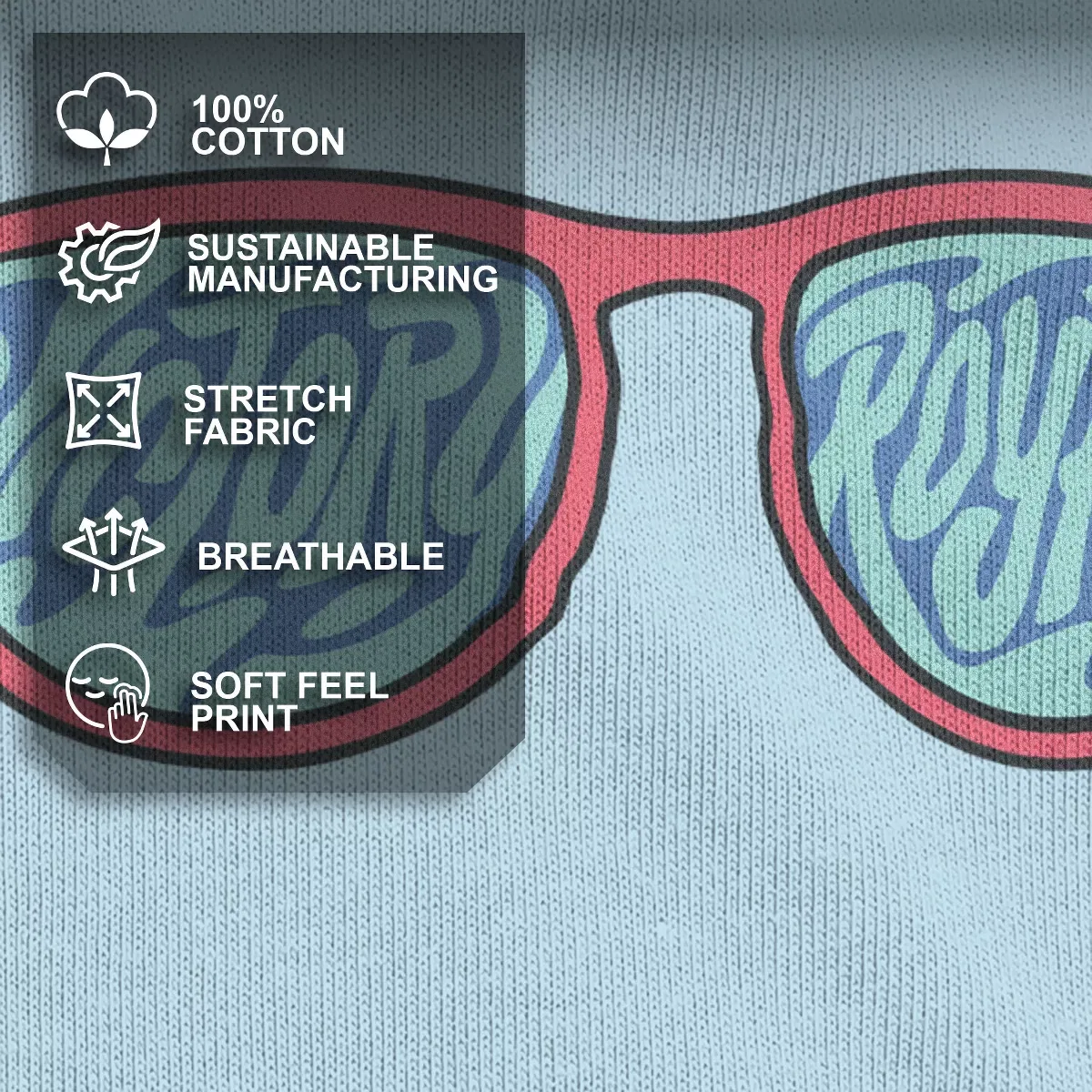 Детская футболка с принтом Fortnite Victory Royale Sunglasses, Light Blue — фото 4