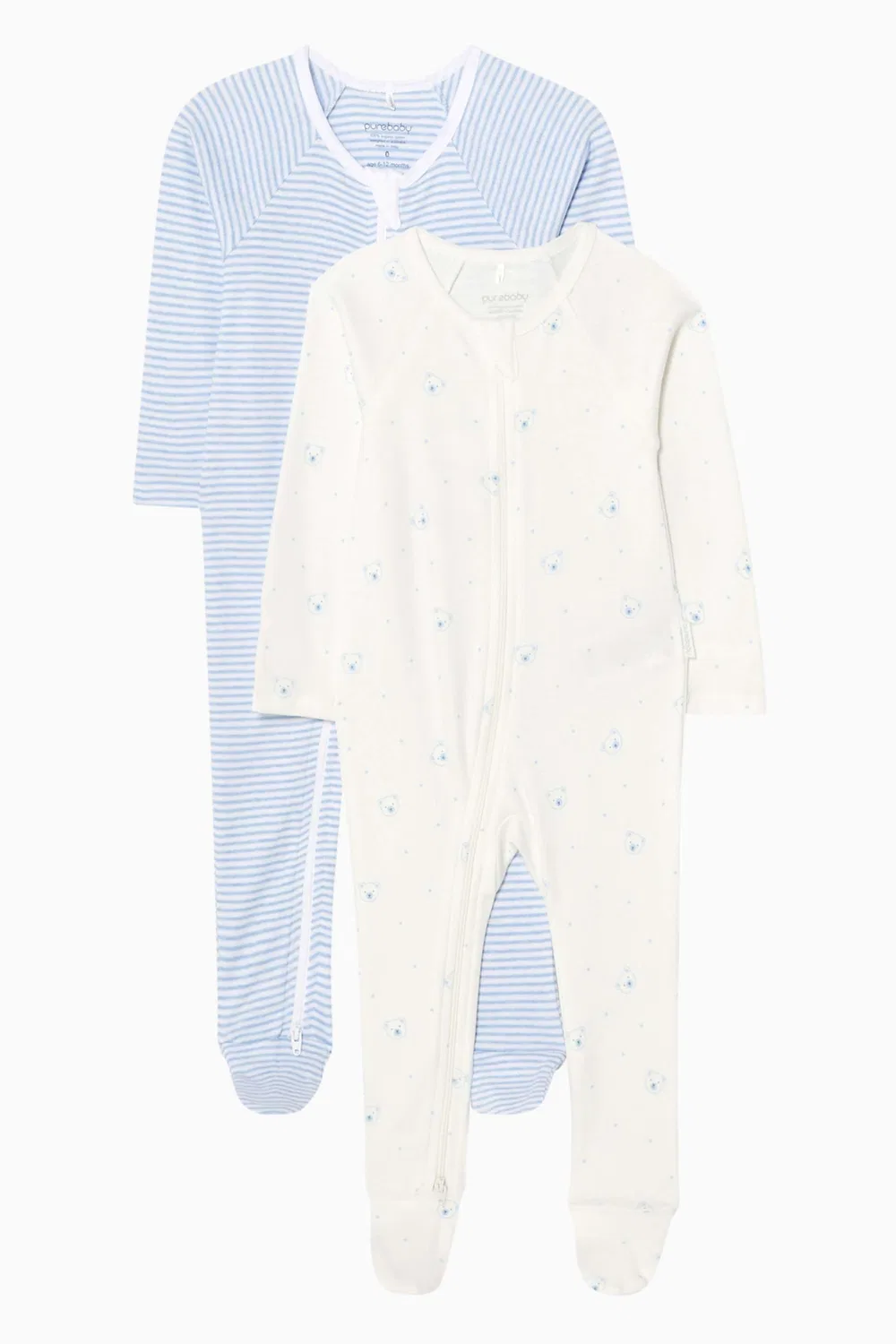 Комплект детских спальных комбинезонов на молнии, 2 шт Purebaby