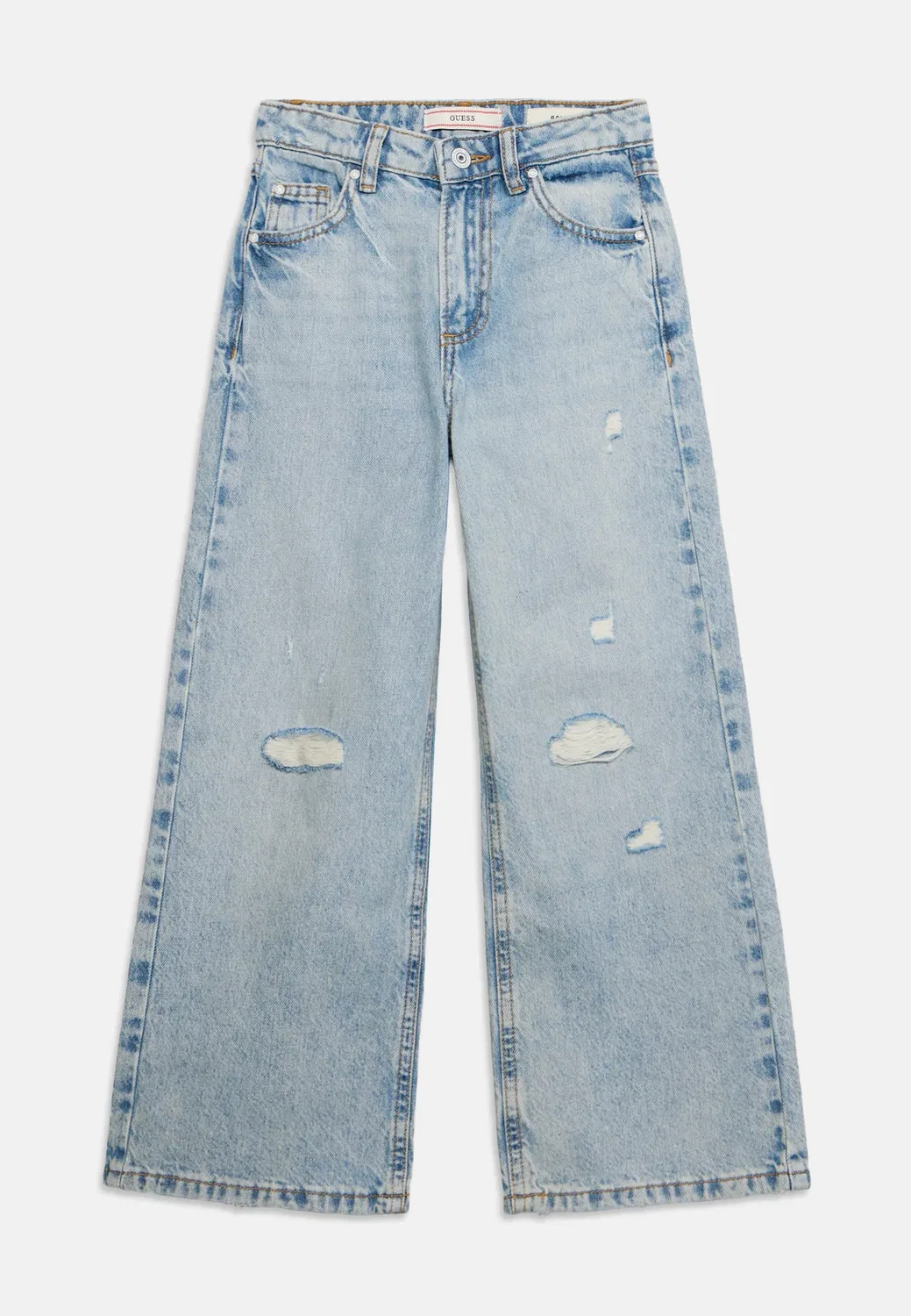 Детские и подростковые брюки из плотной ткани, джинсы свободного кроя Guess, Indigo Damaged Wash — фото 3