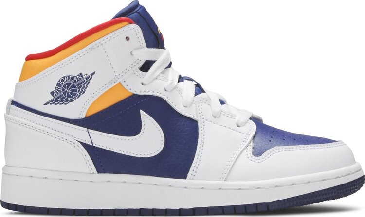 

Кроссовки Air Jordan 1 Mid GS White Deep Royal Blue, белый, Белый;серый, Кроссовки Air Jordan 1 Mid GS White Deep Royal Blue, белый