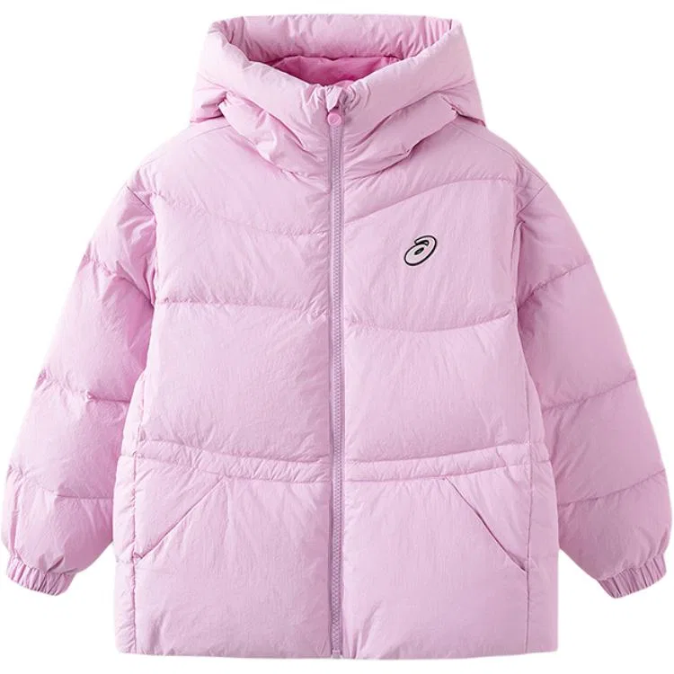 Детская куртка зимняя с капюшоном, ветрозащитная, ASICS, 7000 Pink