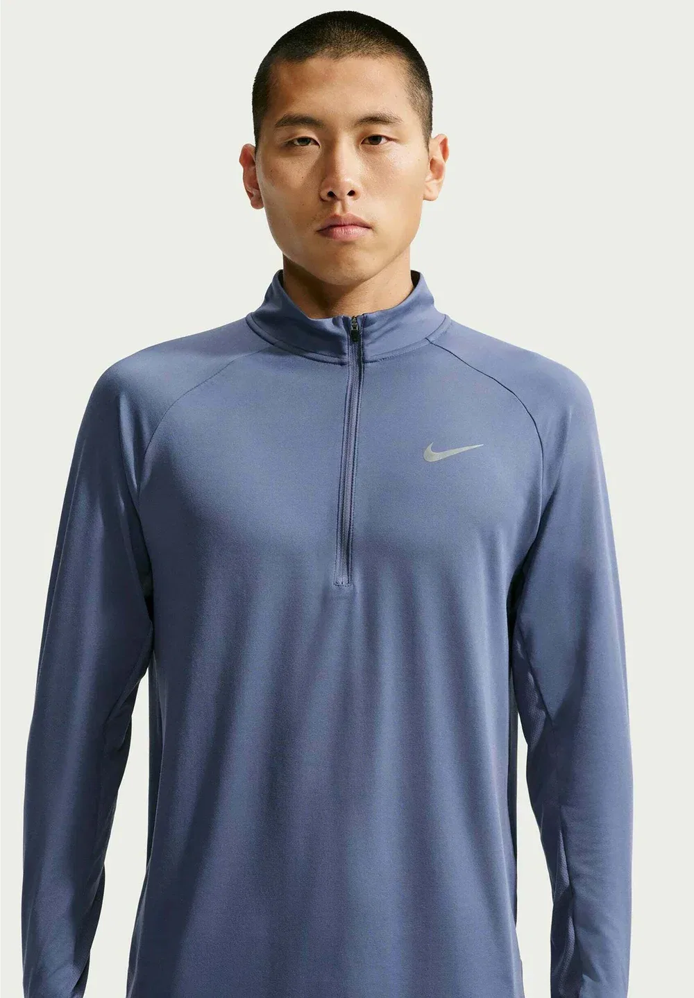 Футболка Laufshirt stride с застежкой-молнией до середины груди и длинными рукавами Nike Performance, Diffused Blue — фото 3