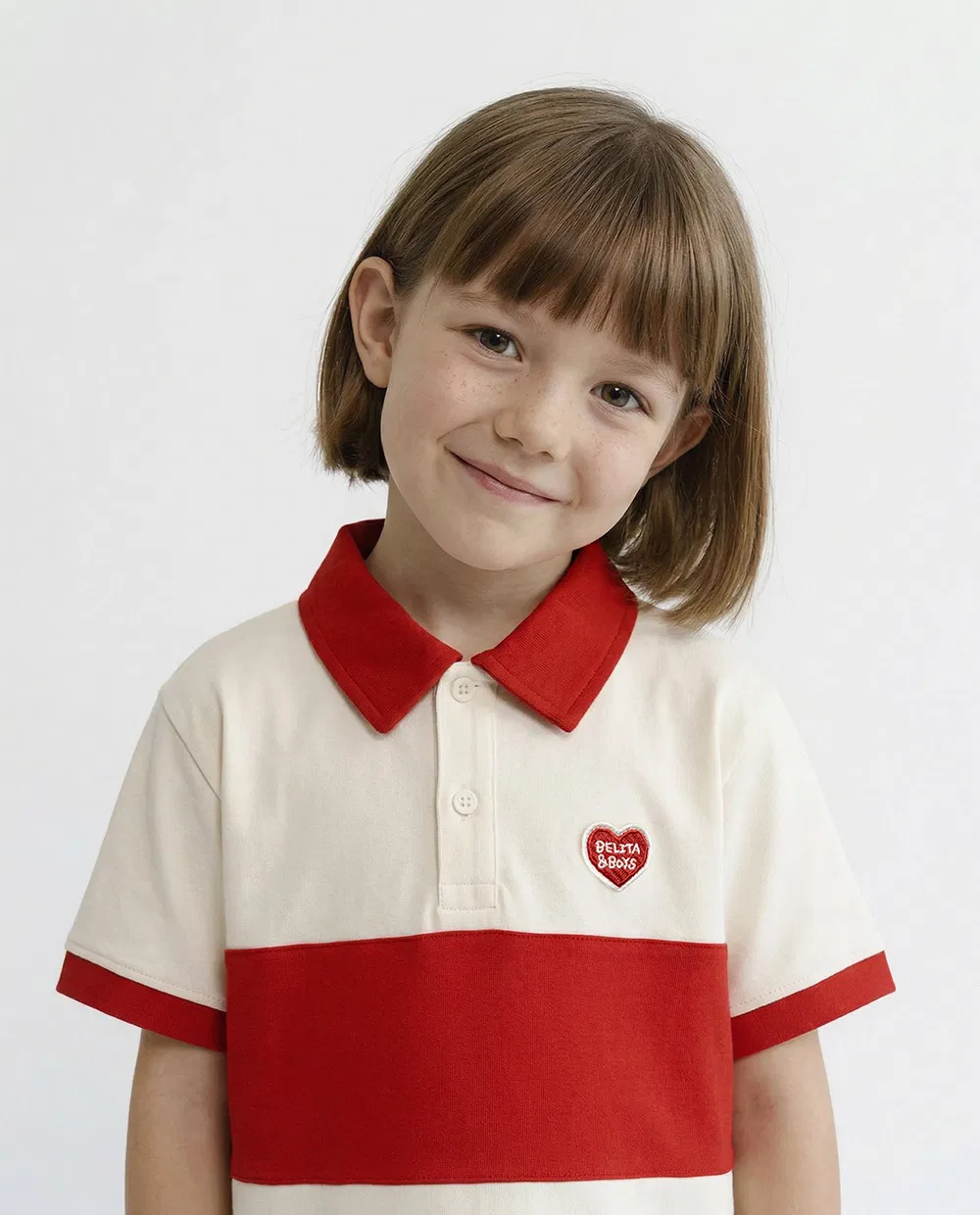Детская футболка-поло Bb Heart Color Block с коротким рукавом красная от Belita&Boys