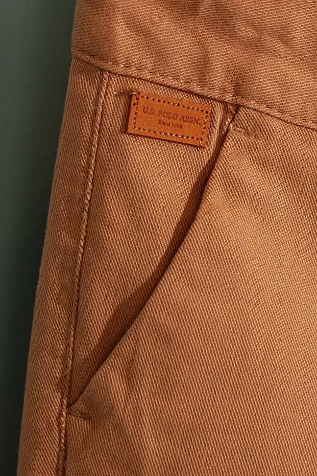 Детские брюки для мальчиков прямые хлопковые U.S. Polo Assn., Camel — фото 3