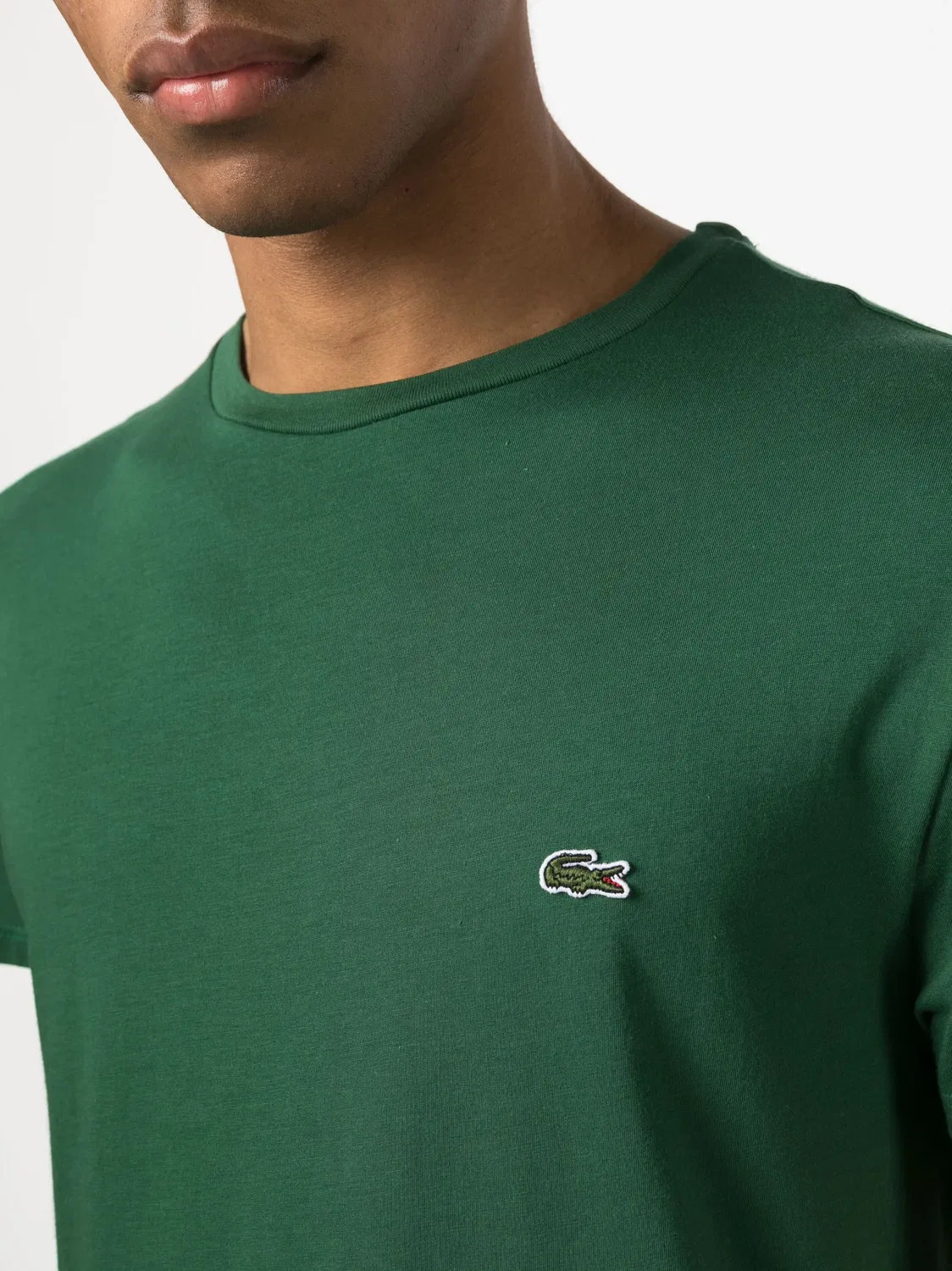 Lacoste Футболка хлопковая зеленая — фото 3