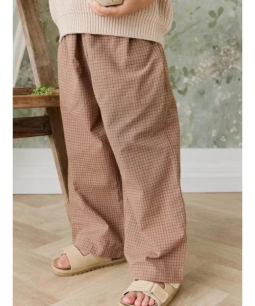 Детские брюки с двойной клеткой Double Windowpane Check JAMIE KAY, Light Brown