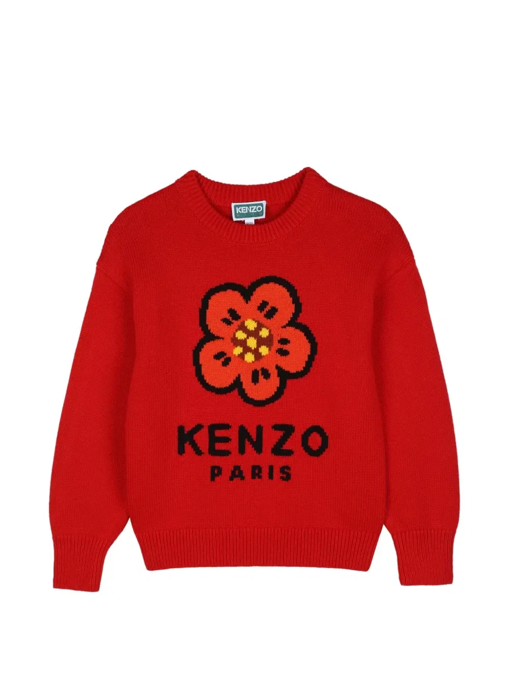 Свитер Boke Flower вязки интарсия Kenzo Kids, красный
