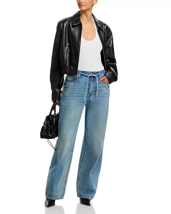 Женские джинсы с завышенной талией Balloon Mid Rise Wide Leg Jeans Alexander Wang, Tinted Medium Indigo — фото 2