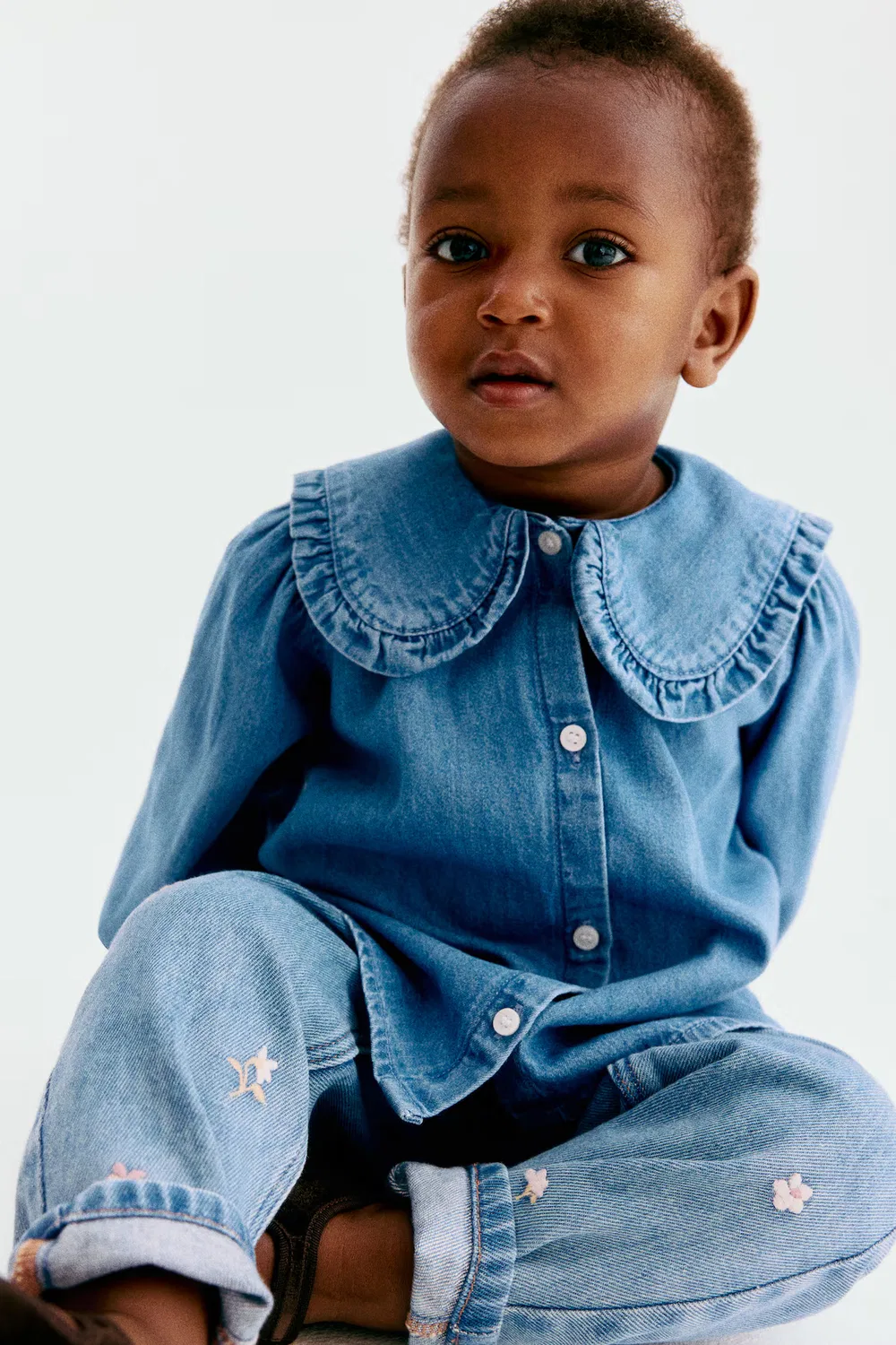 Блузка с воротником "Питер Пэн" H&M, Denimblau — фото 2