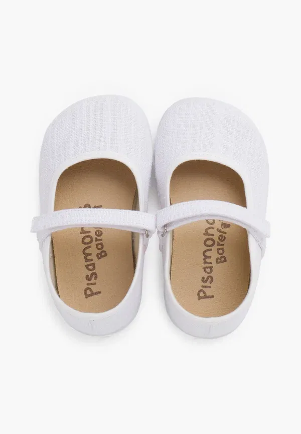 Туфли балетки с липучкой Ankle Strap Ballet Pumps Pisamonas, White, белый — фото 3