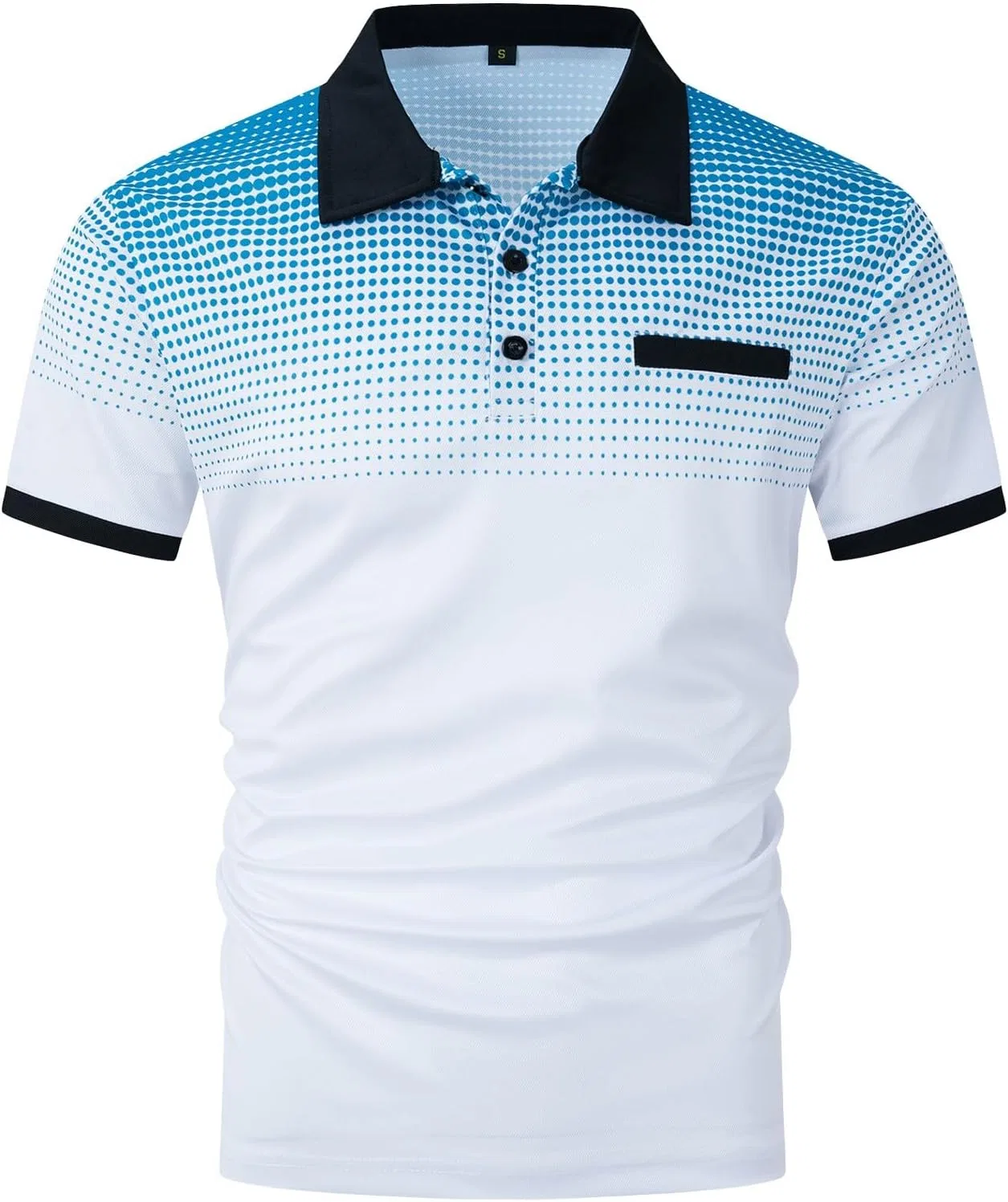 Мужская градиентная футболка-поло с воротником Slim Fit, White — фото 3