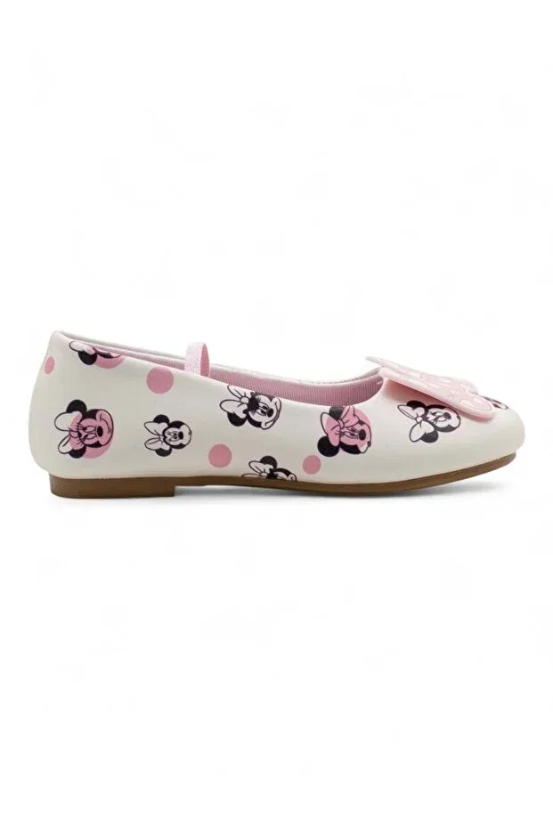 Детские балетки для девочек из искусственной кожи Minnie Mouse, White