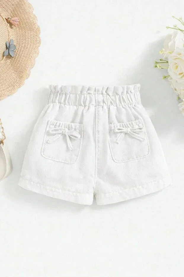 Детские шорты для девочек с принтом Shop, White