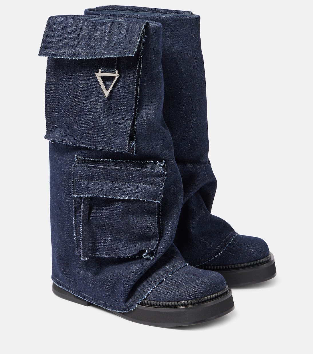 Боевые ботинки Robin из денима The Attico, Dark Blue