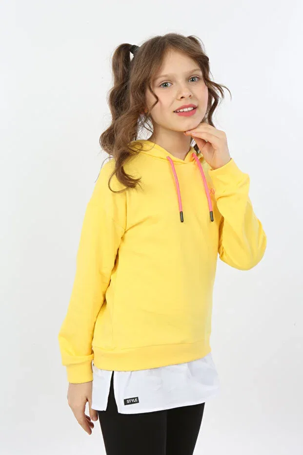 Детские свитшот для девочек с вышивкой Do Not Give Up Toontoy, Dark Yellow — фото 4