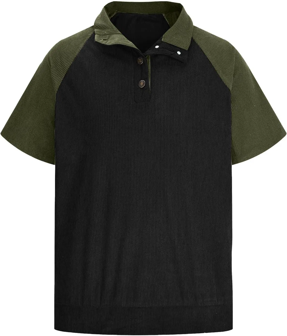 Мужская свободная рубашка с коротким рукавом Corduroy, Army Green — фото 4