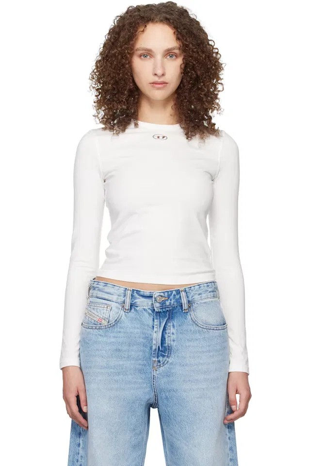 Белая футболка с длинными рукавами (White t-uncutieslong-ls-od t-shirt) Diesel