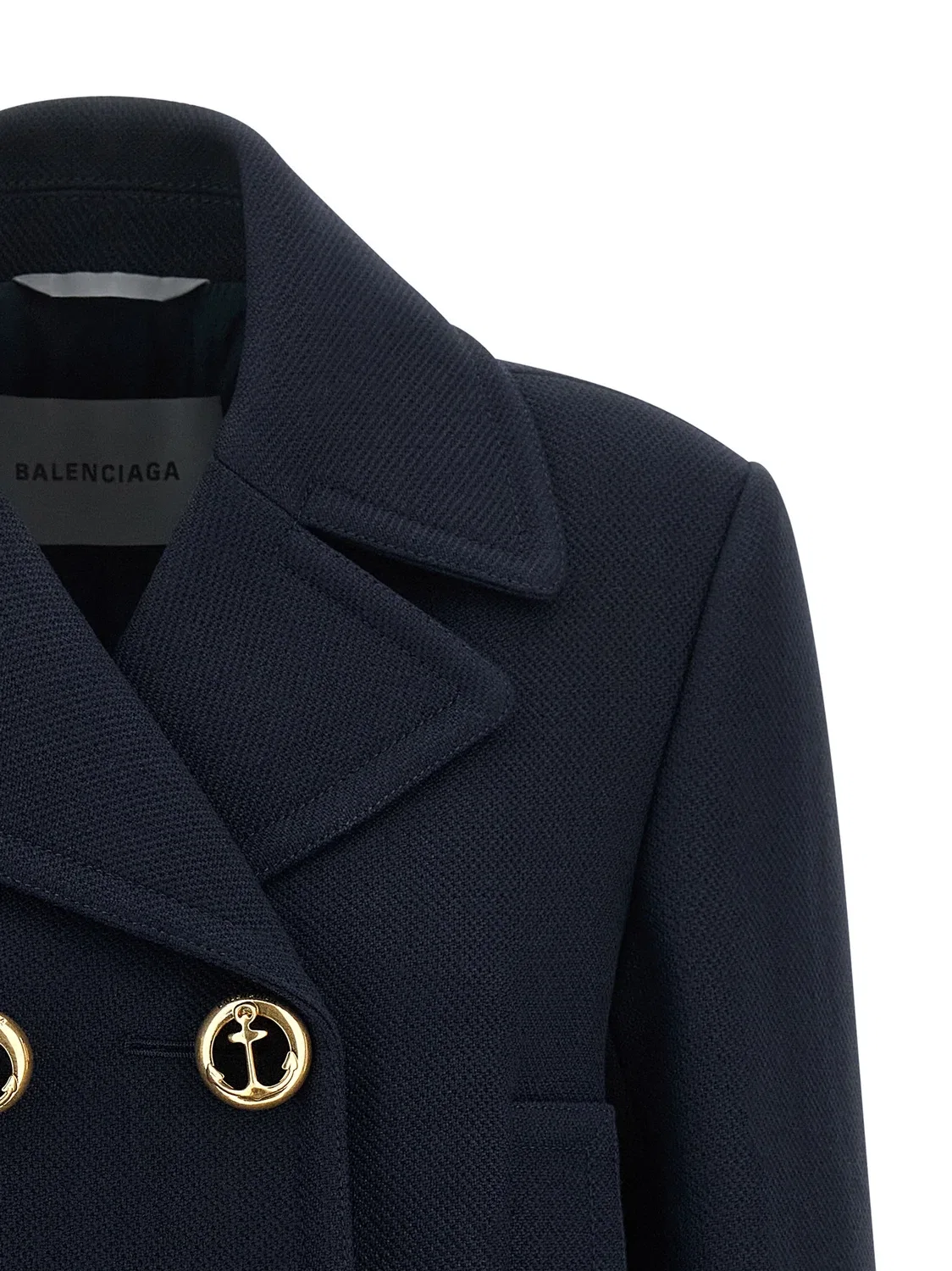 Укороченное пальто-бушлат Balenciaga, синий — фото 3