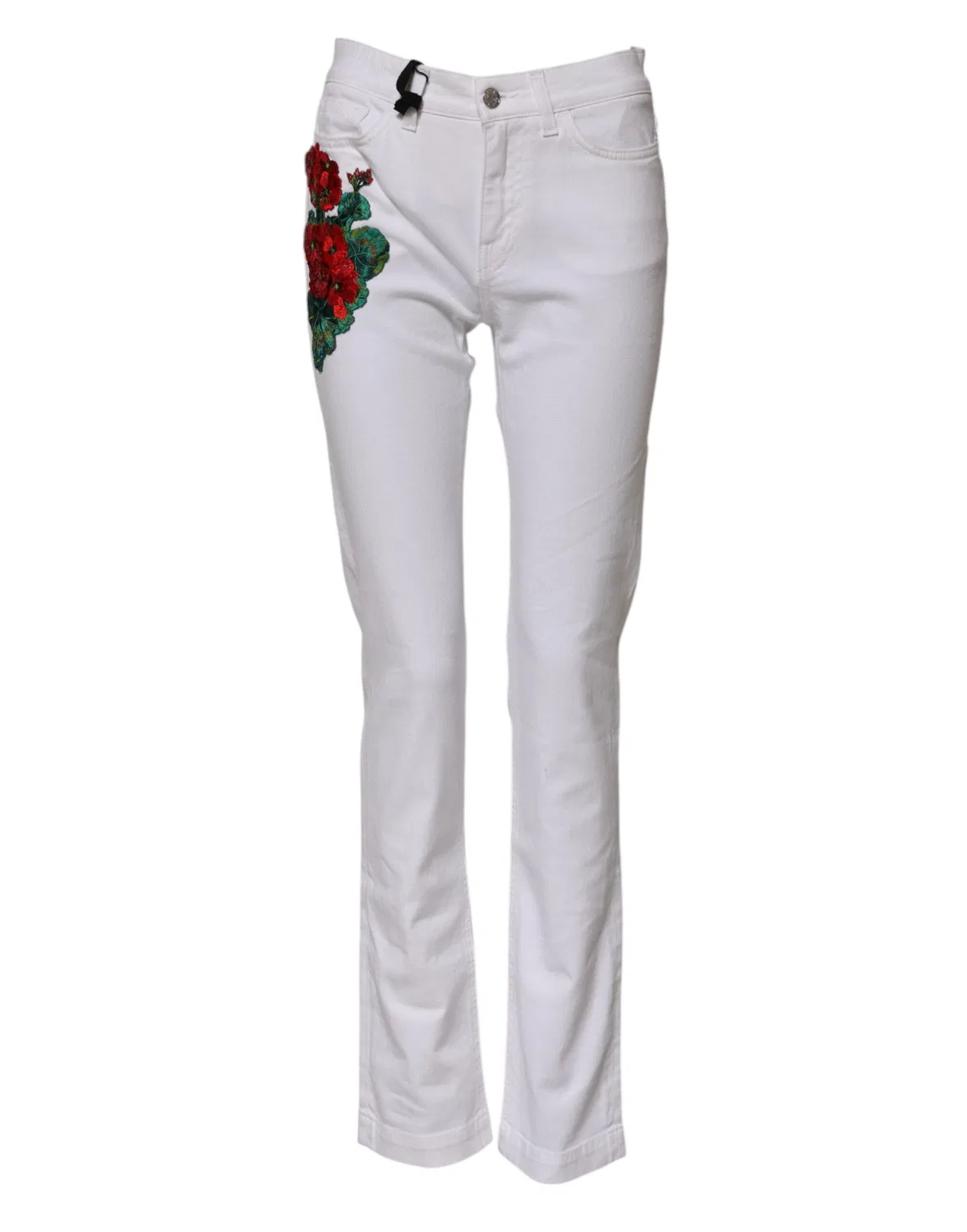 Женские джинсы с цветочной вышивкой Flared GIRLY Dolce & Gabbana, White — фото 2