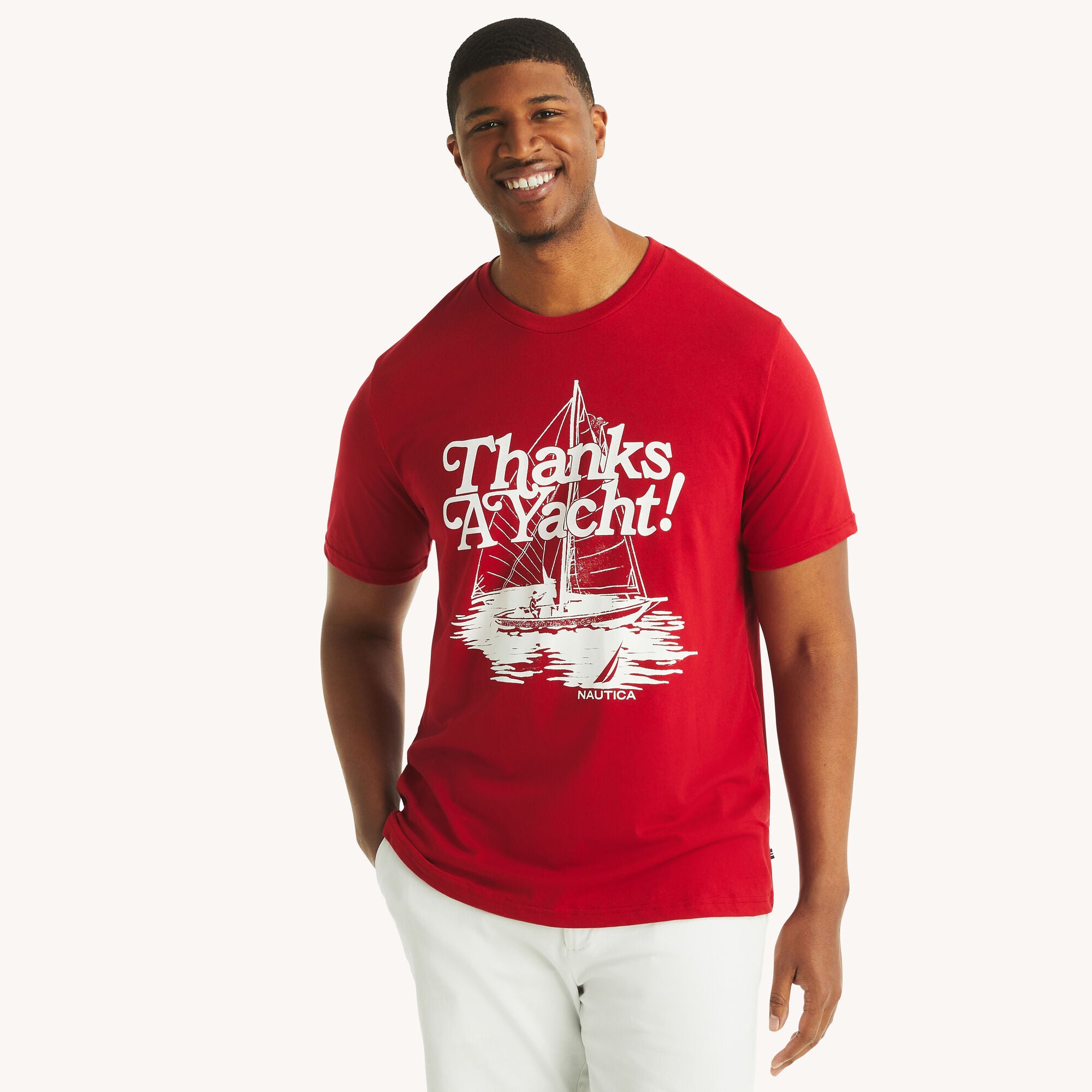 

Футболка Nautica Mens Big & Tall Thanks A Yacht Graphic, цвет nautica red