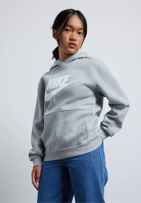 Толстовка с капюшоном Nike Sportswear Club, тёмно-серый меланж/белый