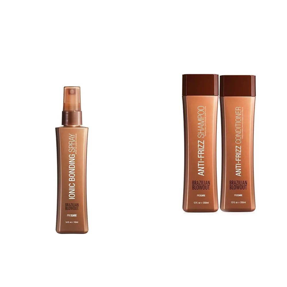 Спрей для ионного восстановления волос Brazilian Blowout Ionic Bonding Spray (99 мл) и шампунь/кондиционер Brazilian Blowout Anti-Frizz Shampoo/Conditioner (2 шт.)