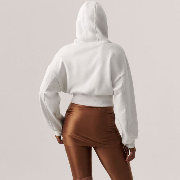 Толстовка от stella mccartney укороченная толстовка с капюшоном на молнии азиатские размеры Adidas, белый — фото 3