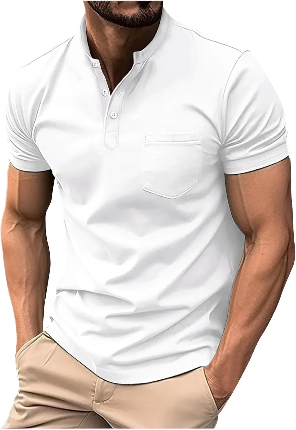 

Мужская классическая футболка с воротником и V-образным вырезом, короткий рукав, Regular Fit