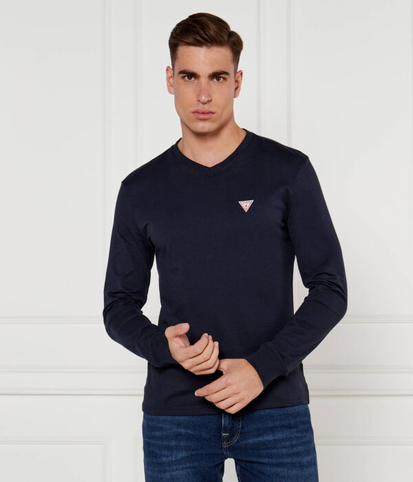 

Лонгслив Guess Jeans облегающий, синий