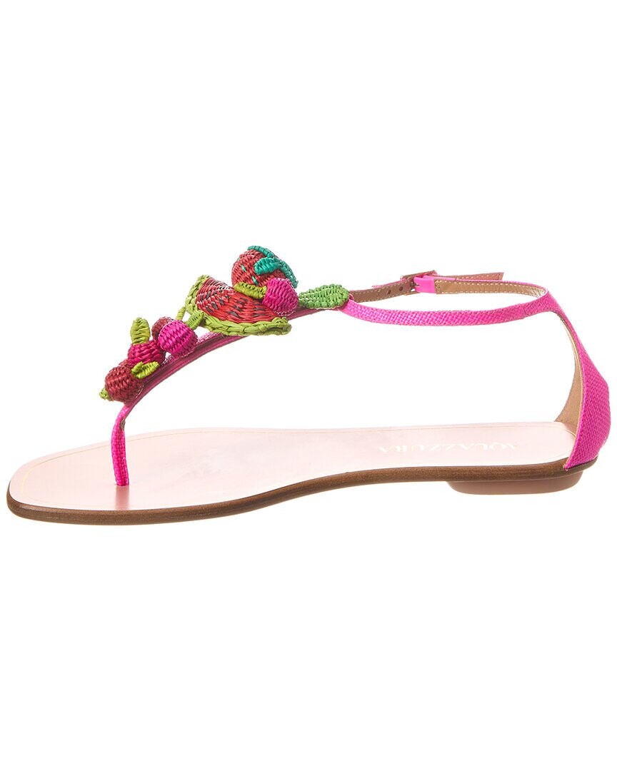 Сандалии Aquazzura Strawberry Punch из рафии, розовый — фото 4