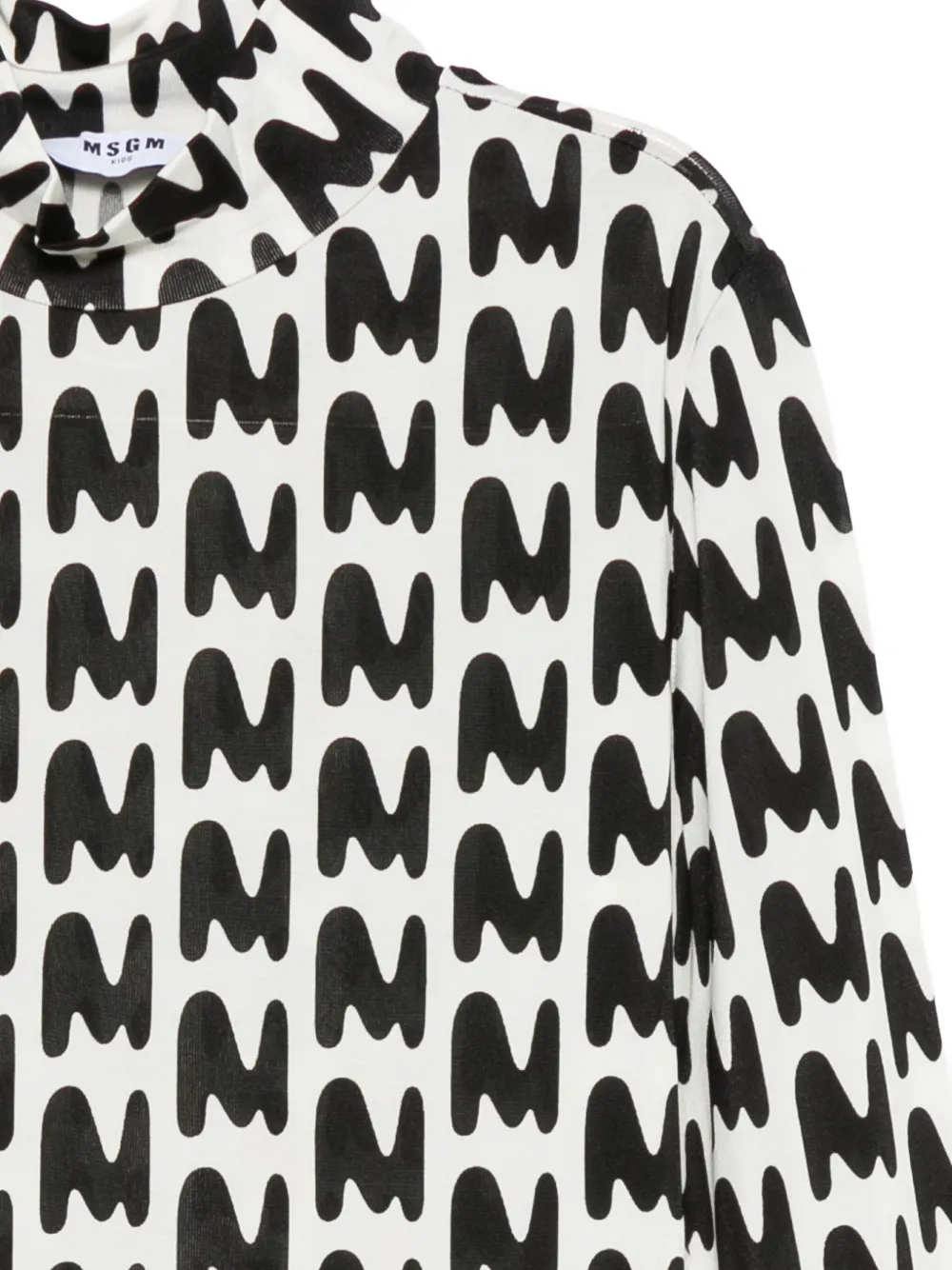 Футболка с абстрактным принтом и воротником-стойкой MSGM Kids, белый — фото 3
