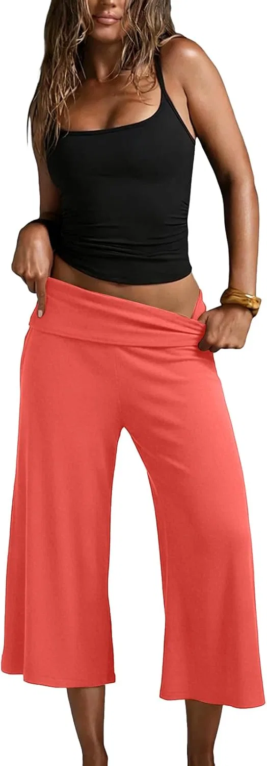 Брюки-клеш для йоги, Capri, с заниженной талией и отворотом, Watermelon Red — фото 4