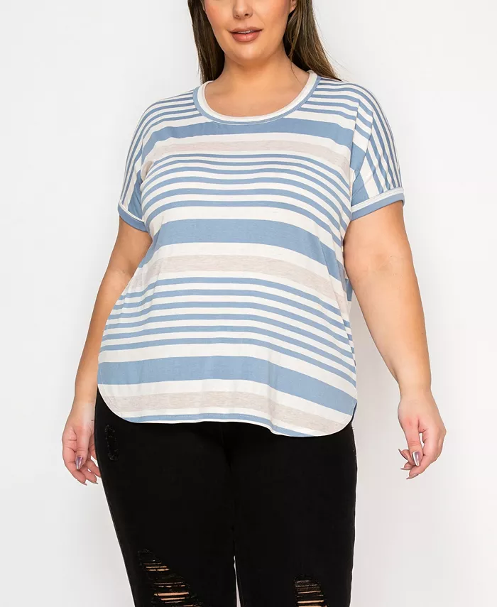 

Топ с короткими рукавами в полоску Engineer Stripe размера Plus Size COIN 1804, мультиколор