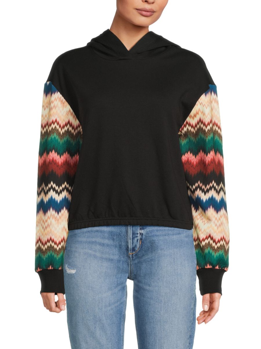 

Хлопковая толстовка с капюшоном и шевронными рукавами M Missoni, черный мульти