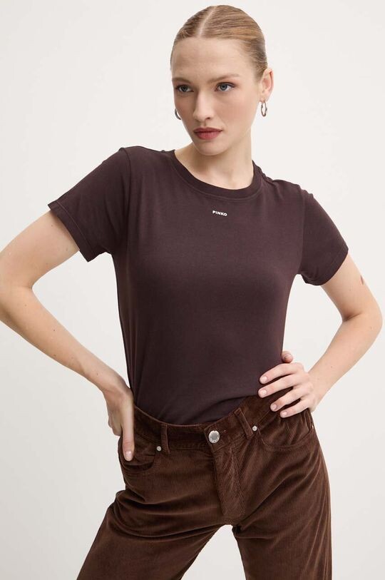 

Хлопковая футболка Pinko, коричневый