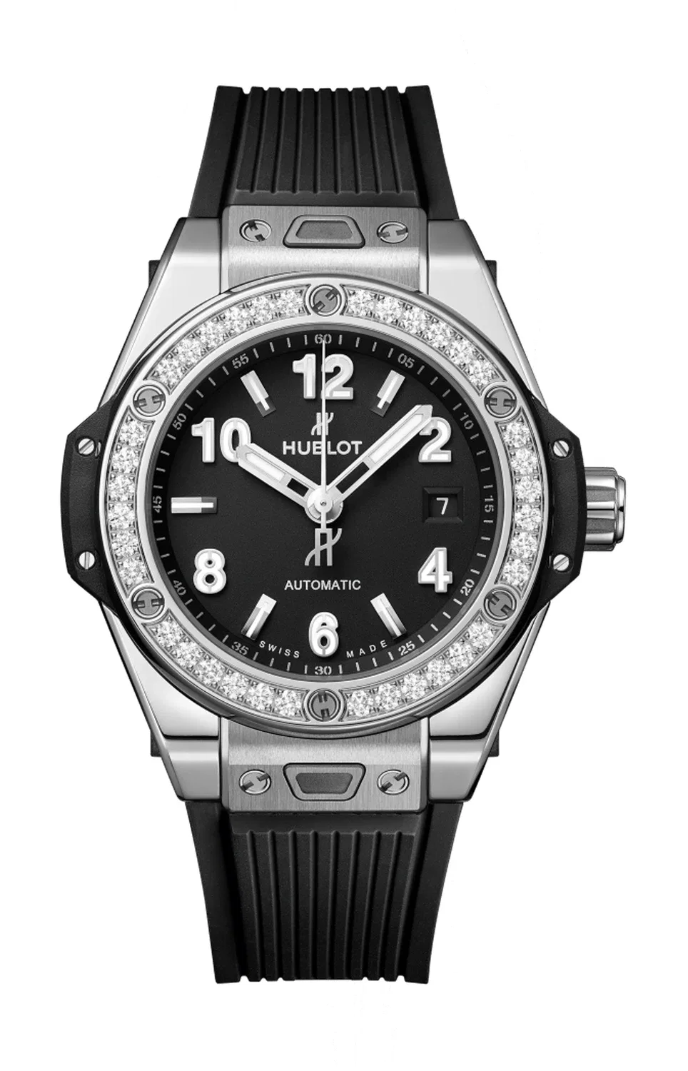 BIG BANG ONE CLICK СТАЛЬ С БРИЛЛИАНТАМИ - 485.SX.1170.RX.1204 HUBLOT, серебряный