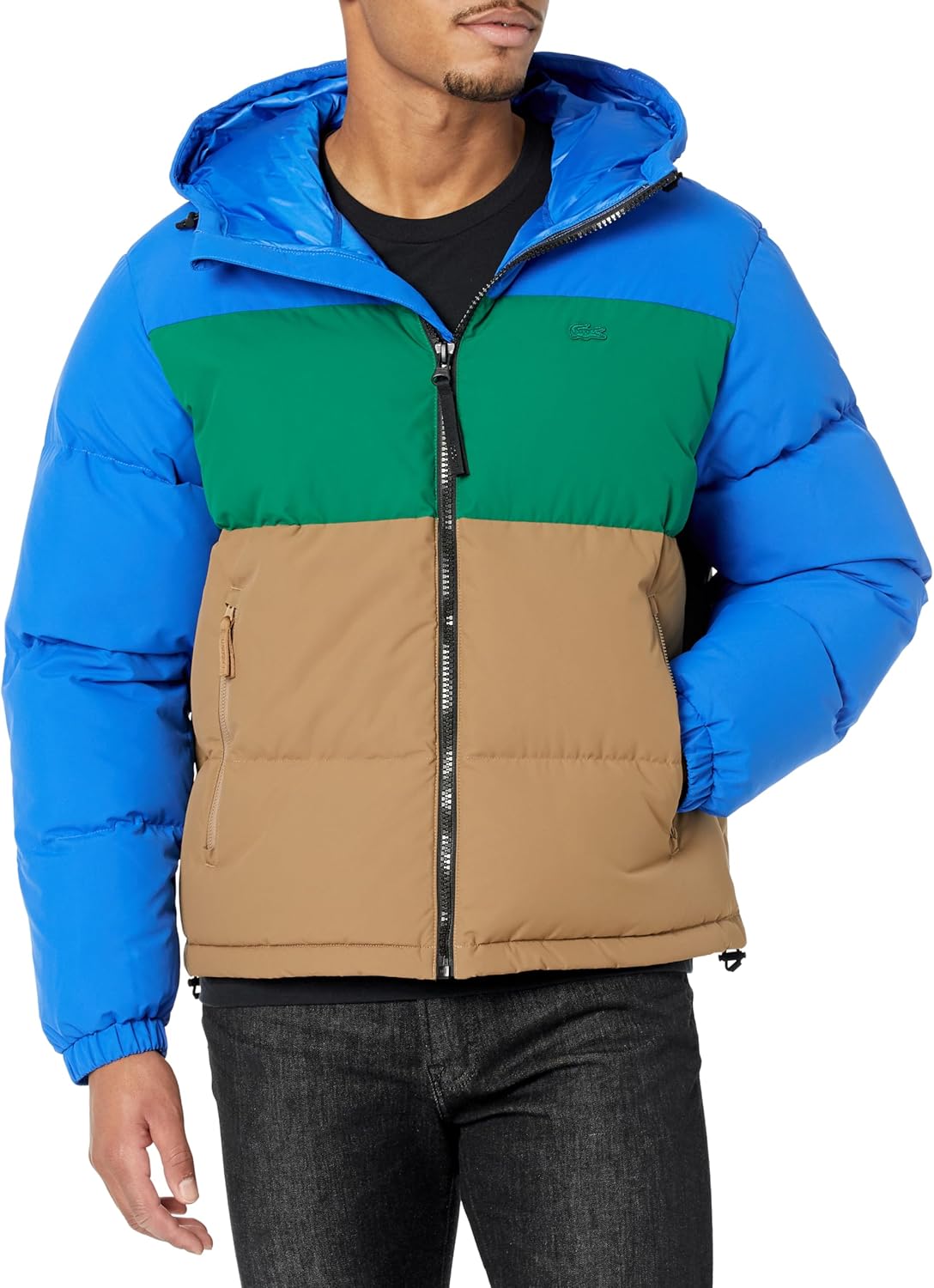 

Lacoste мужская ветровка-пуховик с цветными блоками, Hilo/Roquette-Cookie Multi