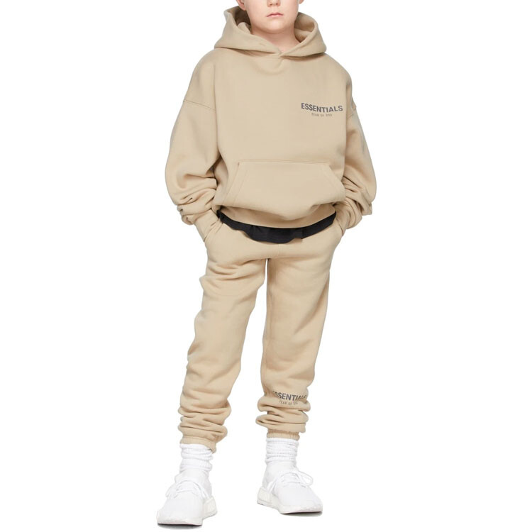 Детские трикотажные спортивные штаны Fear Of God Essentials, бежевый — фото 3