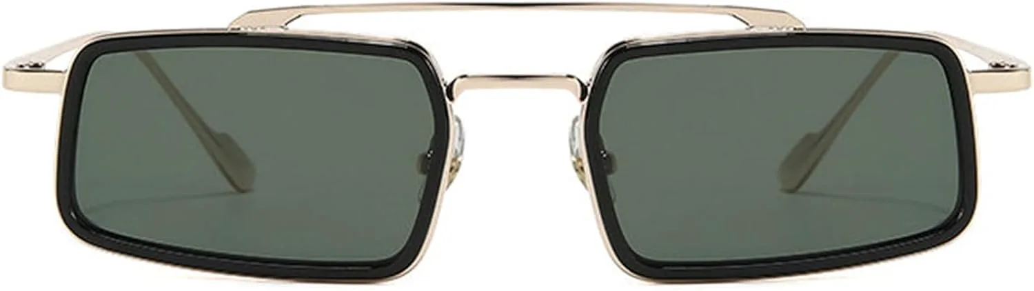 

Солнцезащитные очки Helena Fashion Rectangle для женщин, модные ретро-очки с квадратной двойной перемычкой в ​​стиле панк, защита от УФ-излучения UV400, C3