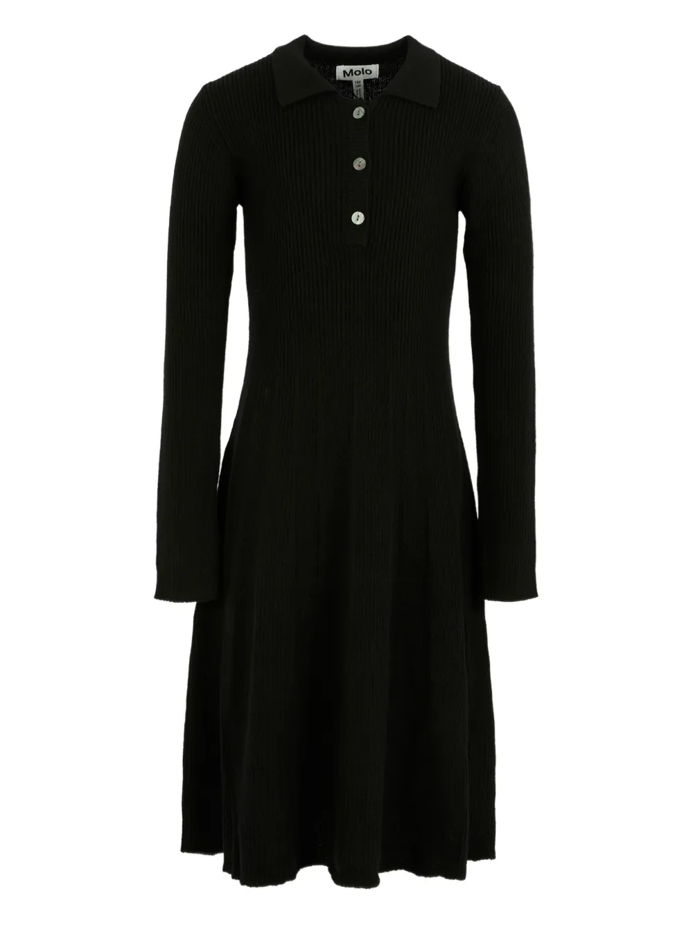 

Платье миди в рубчик с воротником поло Molo, черный