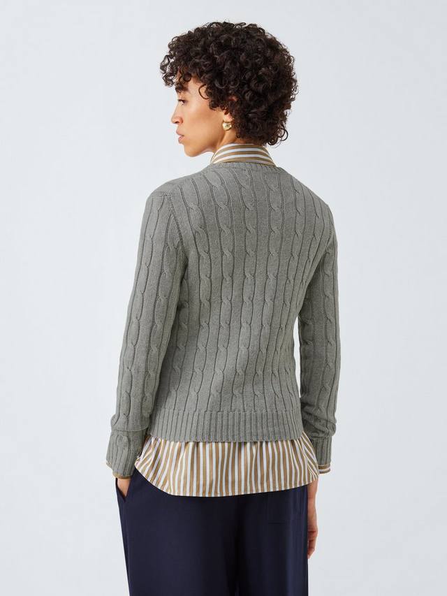 Поло свитер с кабельной вязкой и круглым вырезом Ralph Lauren, Grey — фото 2