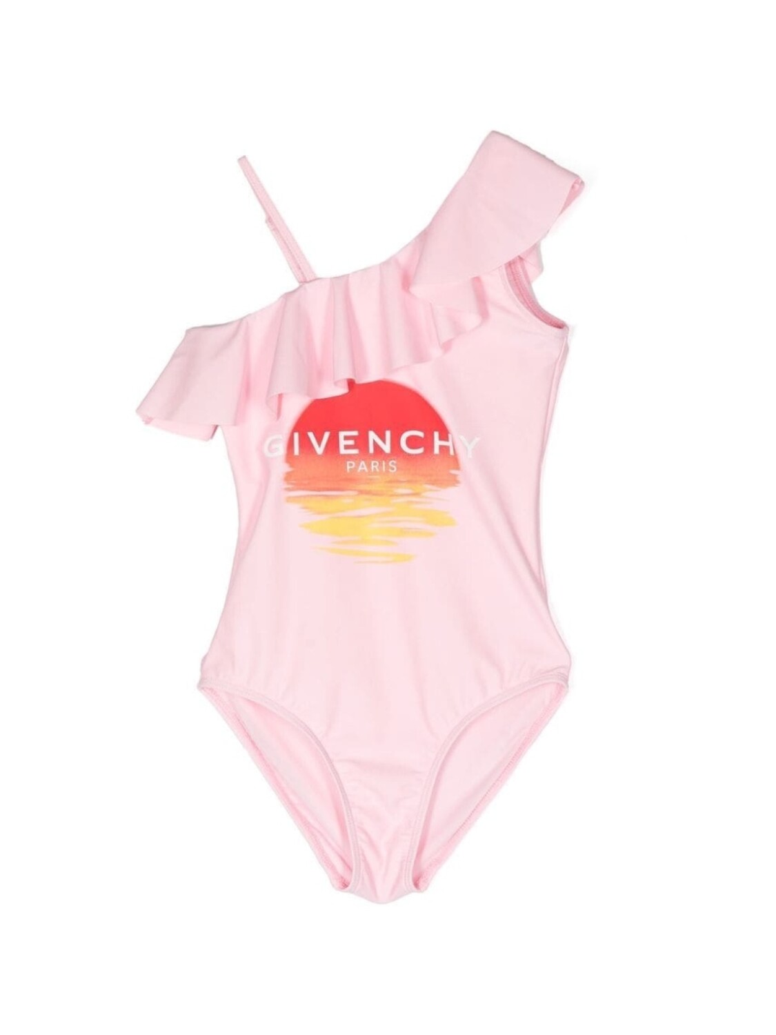 

Givenchy Kids купальник асимметричного кроя с оборками и логотипом, розовый