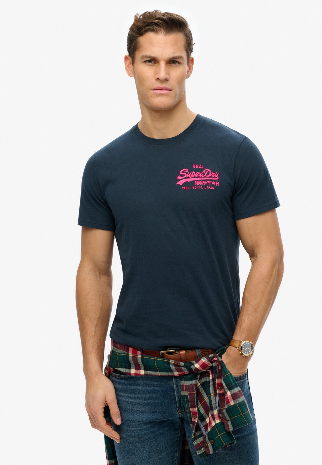

Футболка с принтом VINTAGE LOGO EMBROIDERED Superdry, синий