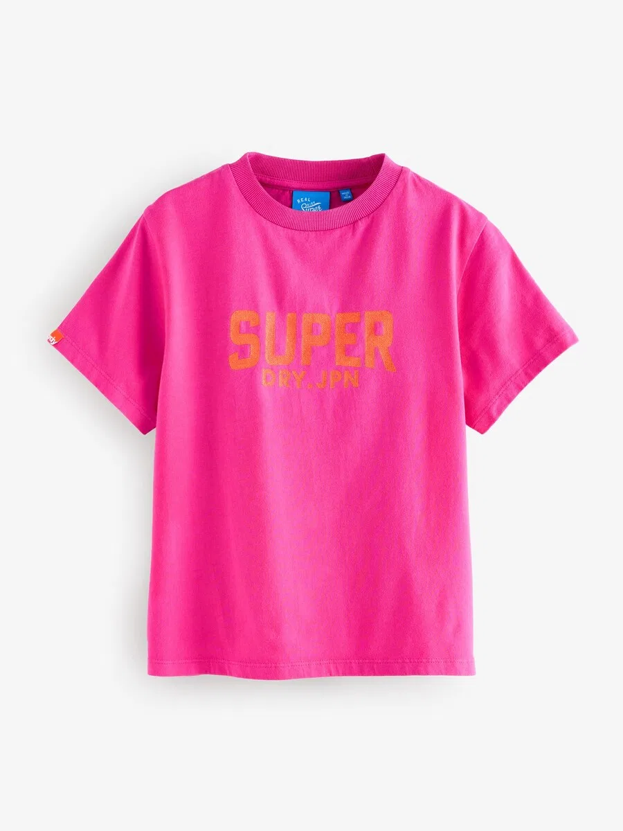 Спортивная футболка Superdry & Co в синем, розовом и белом цветах — фото 4