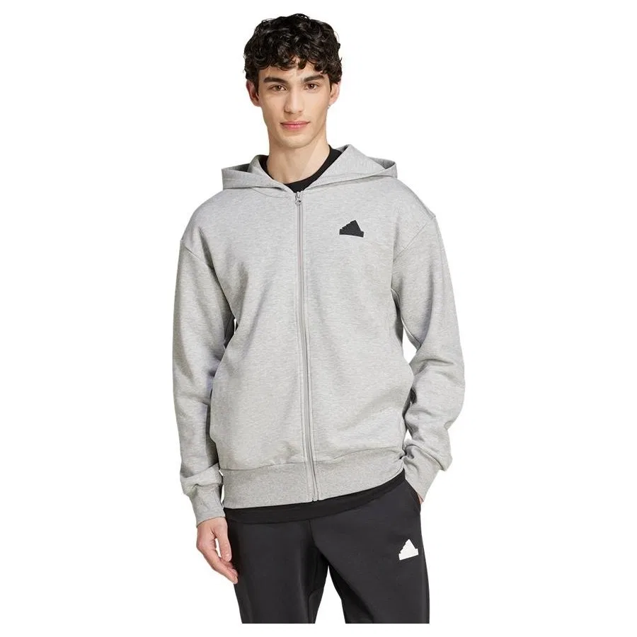 Мужской свитшот с капюшоном и молнией adidas M Fı Dblknt Fz, Серый — фото 3