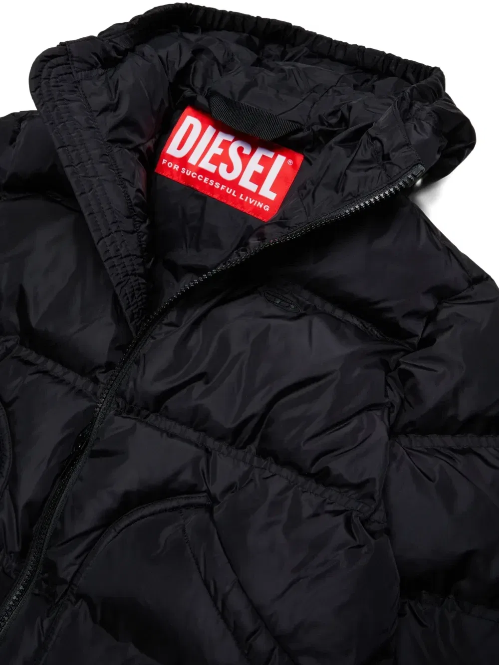 Стеганая куртка с логотипом Diesel Kids, черный — фото 3